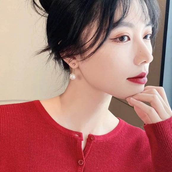 14K Gold Filled Elegant White Pearl Drop Earring perfect accessory - Picture 6 of 14